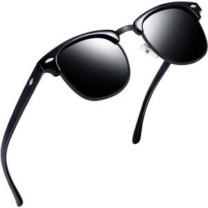 Vintage Sunglasses Polarized UV Protection Half Frame Browline Shades Women Men